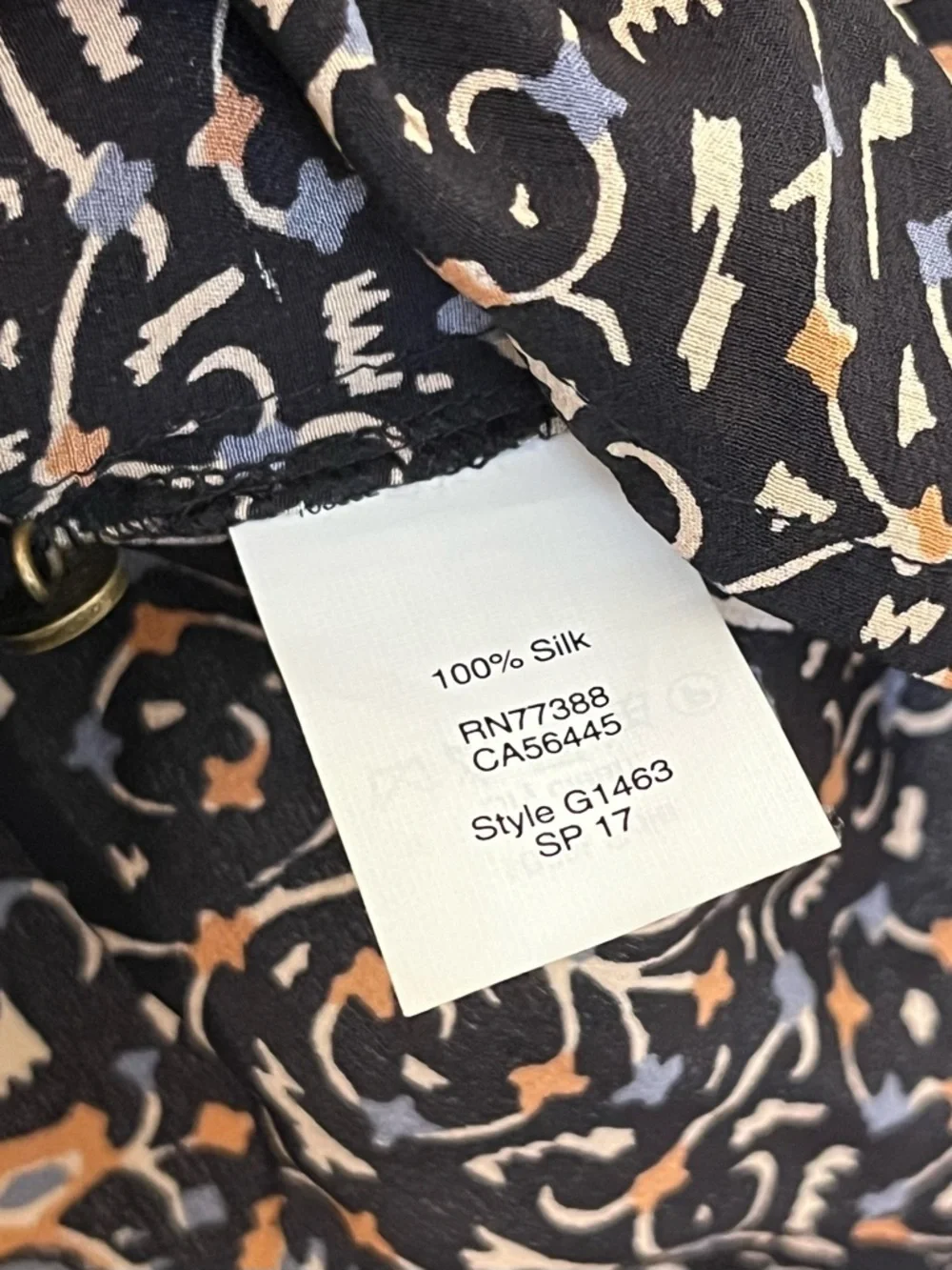 Madewell Fiesta Paisley Silk Bell Sleeve 3/4 Peplum Blouse Button Keyhole Back